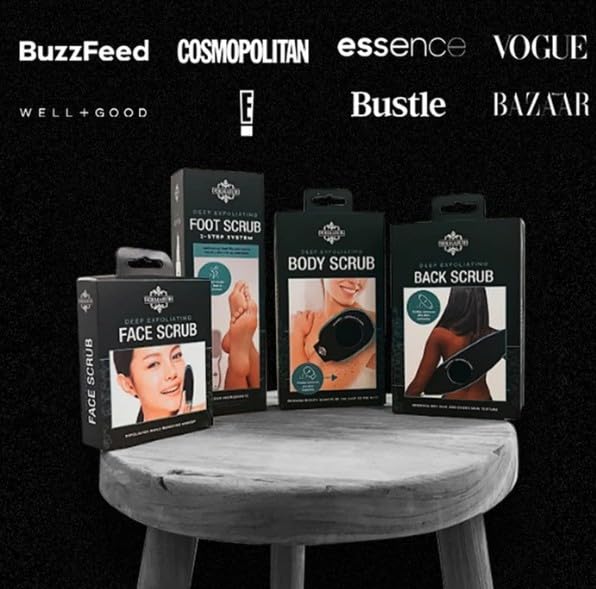 Dermasuri - Deep Exfoliating Glove for Shower - Scrubbing Mitt Body Scrubber Gloves - Korean Skin Cleaner Exfoliator - Dead Skin Buffing Treatment - Keratosis Pilaris Scrub Remover - (2 Pack)