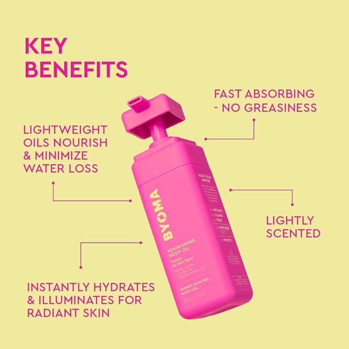 BYOMA Nourishing Body Oil - For All Skin Types - Lightweight,Fast-Absorbing Body Oil with Jojoba & Seabuckthorn - Hydrates,Brightens & Restores Skin Barrier - 6.76 fl oz,(Pack of 2)