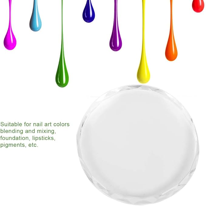 Glass Nail Art Palette, Round Makeup Mixing Palette for Nail Polish, Gel & Paint, Cosmetic Glass Tray for Nail Art, Eyelash Glue & DIY Drawing Tool