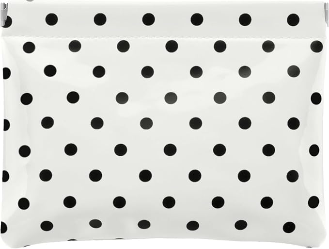 Dots Leather Makeup Pouch Set for Women Small Make Up Bag for Purse Waterproof Initial Makeup Cosmetic Bags Pouches for Purse Aesthetic Travel Toiletry Bag,White Black