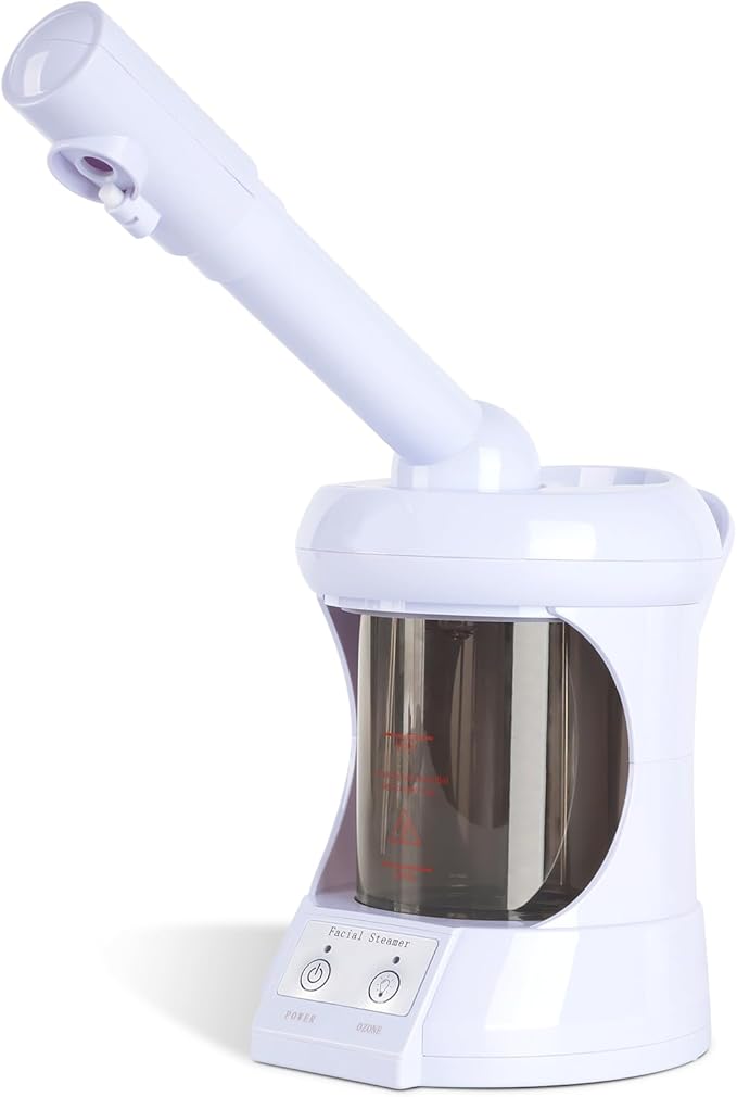 Facial Steamer, Facial Steamer Professional Tabletop with Extendable Nozzle, Portable Nano Ionic Face Steamer for Home Use（White）
