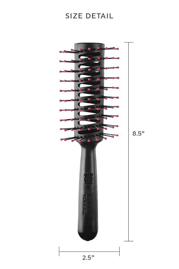 Cricket Static Free Tunnel 9-Row Vented Hair Brush for Blow Drying and Styling - Ideal for Long, Short, Thick, Thin, Curly, Straight, Wavy, and All Hair Types
