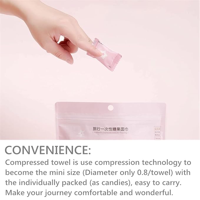 VanFn Disposable Mini Compressed Towel, 100 Count, Pure Cotton Material, Skin-Friendly, Portable, Easy to Use, Ideal for Travel, Home, Outdoor Activities