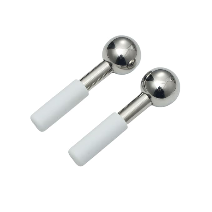 2pcs Stainless Steel Ice Globes for Face & Eyes, Cooling Massager Face Roller for Puffiness Relief, Dark Circles Tighten Pores, Facial Relaxation Skin Care Tools