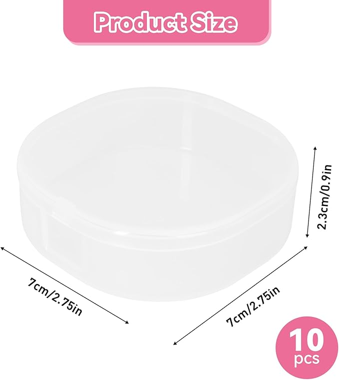 10-Pack Cotton Square Holder Travel Case, Portable Cotton Pad Holder with Snap Lids, Compact Toner Pad Travel Case for Makeup Remover Pads, Skincare Organizer for Purse, Gym, Bathroom