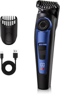 Electric Beard Trimmer for Men Professional Adjustable Length and Hair Clipper, Men's Beard Mustache Trimming and Body Hair Trimmer, Cordless Digital Display and Rechargeable USB Type-c Charger (Blue)