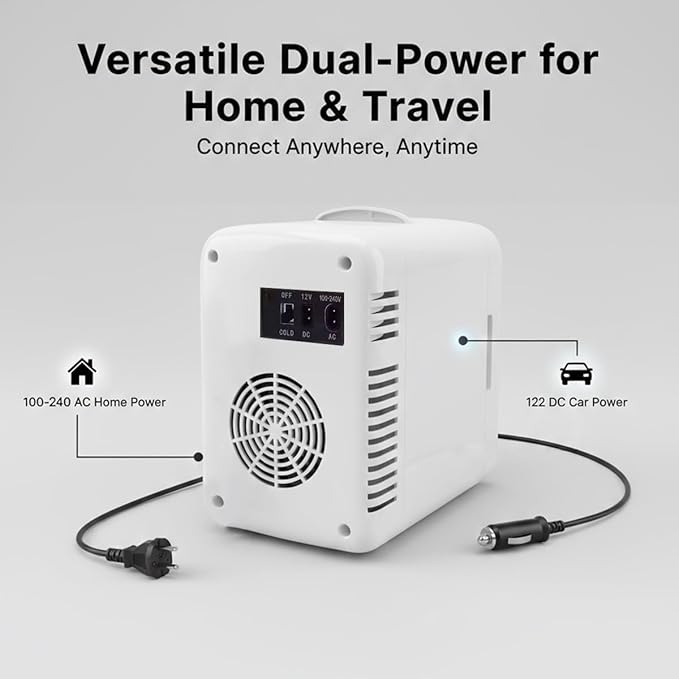 4L Mini Skincare Fridge with Dimmable LED Mirror, Portable Beauty Refrigerator for Makeup, Cosmetic, Personal Small Refrigerator with Cooler and Warmer for Bedroom, Office and Car (White-4L-LED light)