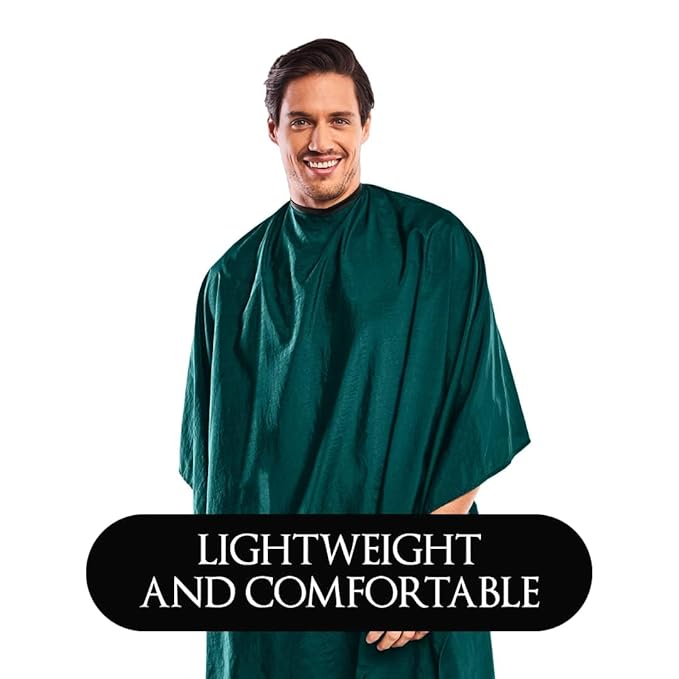 Betty Dain Lightweight Crinkle Nylon Hair Cutting/Styling Cape, Water Resistant, Machine Washable, Permanent Crinkle Nylon, Repels Hair, Snap Closure at Neck, Generous 54 x 60 inch Size, Green