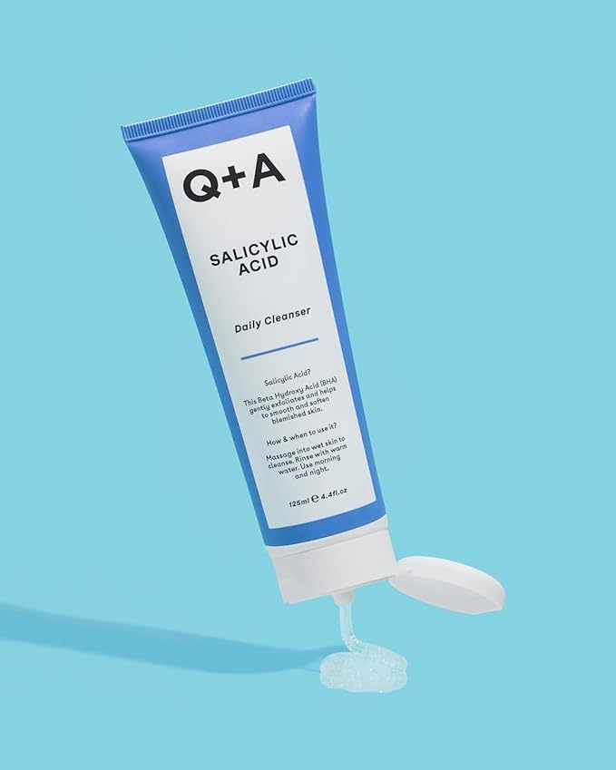 Q+A Salicylic Acid Daily Cleanser – Exfoliating Face Wash for Clear Skin, Targets Breakouts & Pore Congestion, Hydrating with Betaine & Allantoin, Vegan & Cruelty-Free, Made in UK, 125ml