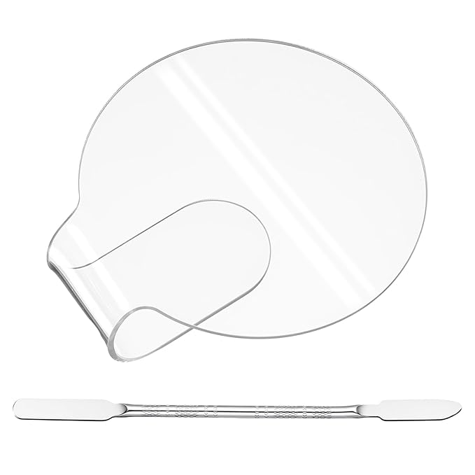 Acrylic Makeup Mixing Palette, Cosmetic Foundation Palettes Clear Nail Palettes Makeup Palette Tray with Spatula Tool for Salon Foundation Eye Shadow Lipsticks Nail Art Professional Pigment Blending