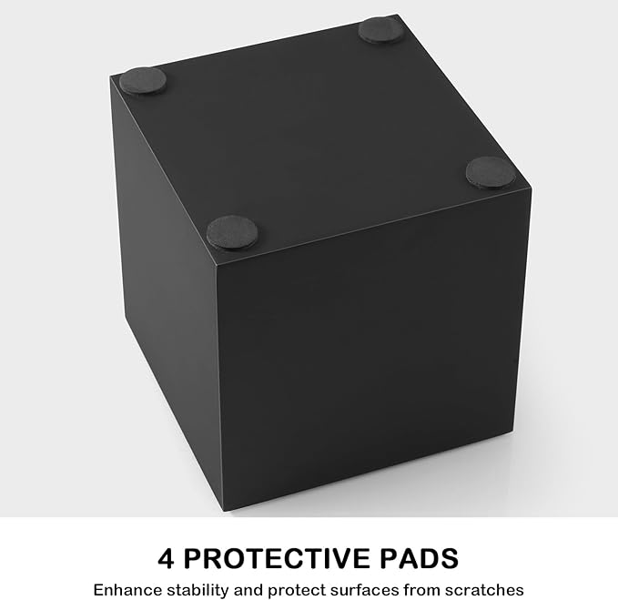 Black Tissue Box Cover Square - Wooden Tissue Box Holder - Decorative Cube Facial Tissue Dispenser for Vanity Toilet Tank Dresser Nights Stand Kitchen Table Office Countertop