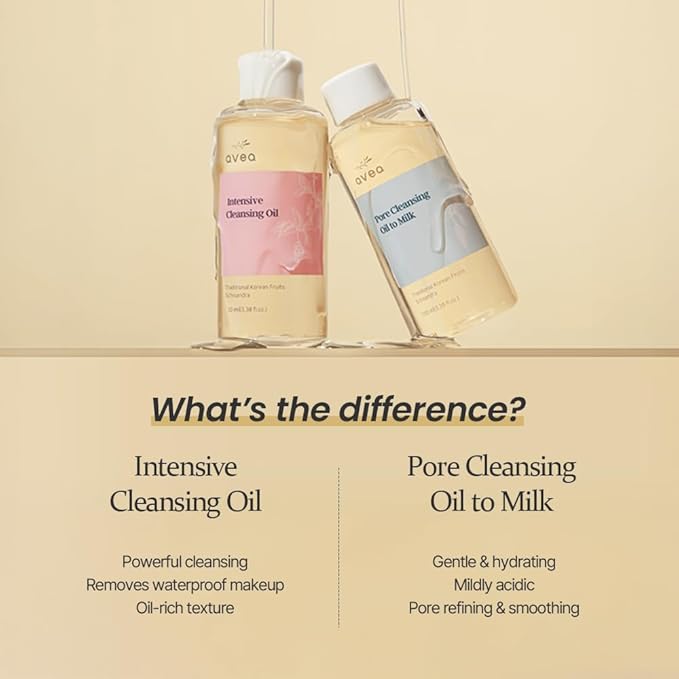 AVEA Intensive Cleansing Oil | Traditional Korean Schisandra Seed Oil | Six Plant-Based Oils | Powerful Cleansing for Waterproof Makeup | Rich, Hydrating Texture | 3.38 fl oz / 100ml