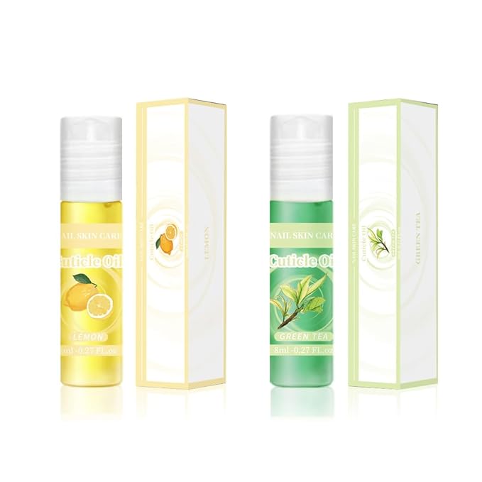 8ml/0.27 FL.oz Cuticle Oil Roller Nourishing Moisturizing Roll On Cuticle Oil for Convenient Portable Nail Rollerball for On the Go Hydration and Care(Lemon&Green Tea)