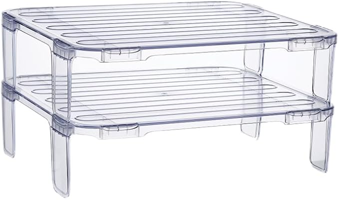 2pcs stacking shelf freezer rack Kitchen Storage Rack foldable cabinet shelf kitchen fridge organizer stackable shelves refrigerator organizer clear as supplies fruit