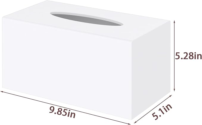 SILUT Tissue Box Cover Rectangular, Extra Large Tissue Box Cover, Plus Size Large Tissue Box Holder, Acrylic Tissue Holder for Bathroom, Home, Restaurant, Kitchen - Matte White, 9.85x5.1x5.28''