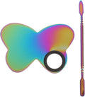 Butterfly Nail Art Palette with Stainless Steel Makeup Spatulas for Cosmetic and Nail Color Mixing at Home or Salon