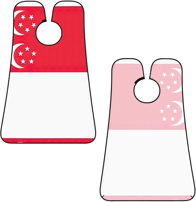 Singapore Flag Print Beard Bib Apron For Men, Beard Hair Catcher For Men Shaving Trimming,Beard Cape Cloth