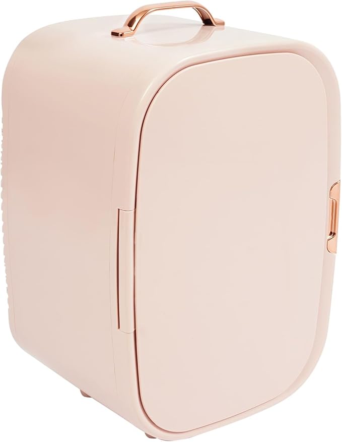 12L Portable Beauty Fridge with Handle, Compact Fridge for Makeup Lipstick, Cooler & Warmer Cosmetics Refrigerator with Adjustable Shelves for Makeup, Perfumes, Lipsticks (Pink)