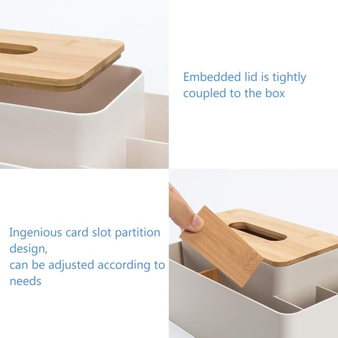 Poeland Multifunction Tissue Box Rectangular Facial Tissue Holder Dispenser for Dining Room, Kitchen, Bedroom Dressers and Home Décor