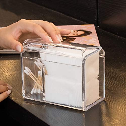 Sooyee Qtip Holder Dispenser for Cotton Ball Swab, Cotton Round Pads, Floss,3 Compartment Plastic Apothecary Jars,Bathroom Organization and Storage,Vanity Organizers and Storage,Clear