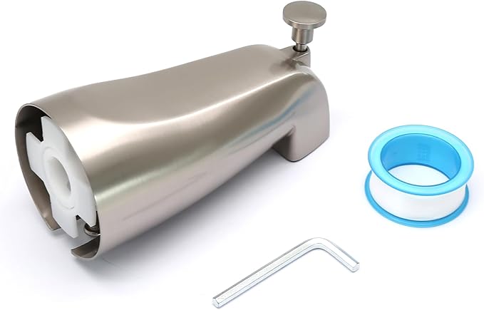 Luomorgo 1 Pc Bath Tub Spout with Diverter, Brushed Nickel Tub Spout Universal Fits 1/2" Copper Water Pipe, Bathroom Shower Bathtub Faucet Spout with Hex Wrench, Thread Tape