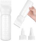 Root Comb Applicator Bottle Oil Applicator for Hair Dye Hair Oiling Bottle with 2 Type Caps and Graduated Scale (White)