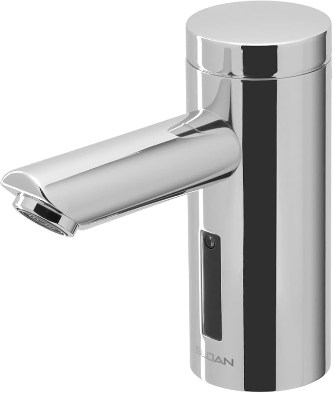 Sloan Optima EAF-250 Sensor Activated Touch-Free Faucet, Commercial Grade with Mounting Hardware - 0.5 GPM Battery-Powered Deck-Mounted Mid Body, Polished Chrome Finish, 3335060