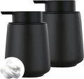 12Oz Black Foaming Soap Dispenser - Ceramic Foam Hand Soap Dispenser Set with Easy-to-Press Pump, Refillable Liquid Dish Soap Dispensers for Bathroom and Kitchen, 2 Pack