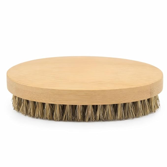 Beard Brush for Men, Natural Boar Bristles, Black Oval Wave Brush, Warp Resistant Wood Handle, for Fuller Thicker Hair, Beard & Mustache Growth, Exfoliation (Maize)