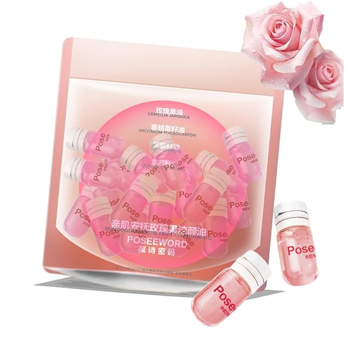 Cleansing Oil Mini Travel-Friendly, Natural Makeup Remover Portable 20pcs Gentle Moisturizing Cleansing Oil for All Skin Types, Travel with (Rose)