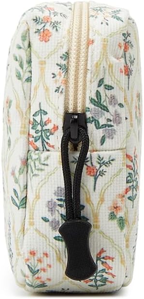 Small Makeup Bag for Purse,Mini Cosmetics Bag cute Zipper corduroy Cosmetic Pouch Storage Pouch Travel Toiletry Organizer for Women Girls(Multi-Plants)
