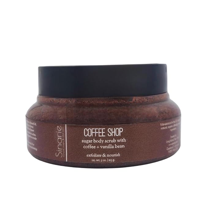 Exfoliating Sugar Scrub for Body – Hydrating Moisturizing Body Polish with Natural Oils – Gentle Spa Skincare for Smooth, Glowing Skin (5 oz., Coffee Shop (Coffee & Vanilla Bean))