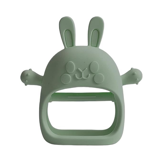 Children Teething Toy, Soft Flexible Texture, 12x12x4.5cm, Gum Massager, Care Accessories, Adorable Bunny Design, Ideal for 6-12 Months Boy Girl