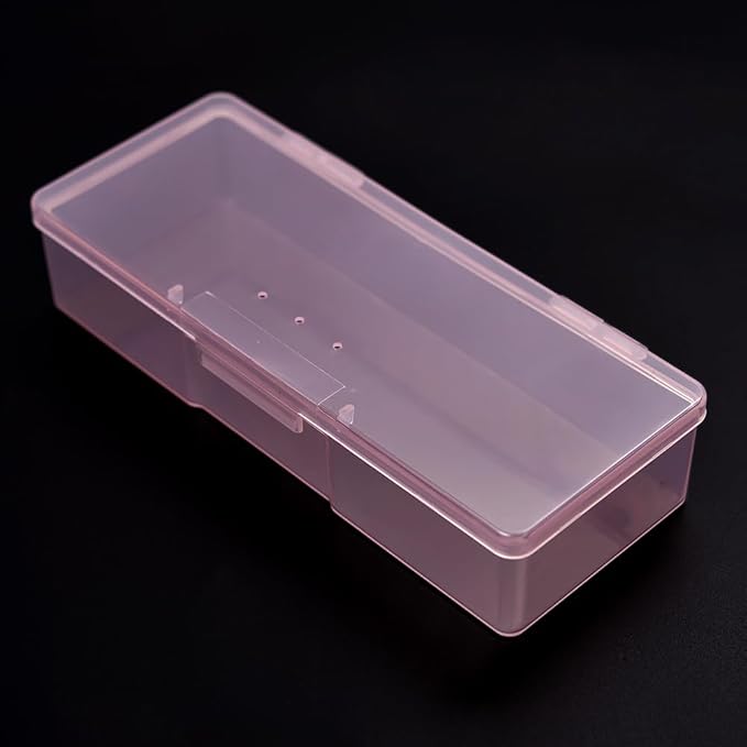 2 Pcs Transparent Nail Art Tool Organizer Empty Plastic Storage Box for Manicure & Pedicure Kits Multifunctional Rectangular Nail Supply Case (2 Pink)
