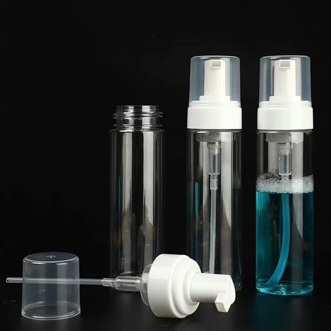 Foaming Dispenser 7oz Transparent Empty Spray Bottle 2Pcs Plastic Foam Pump Travel Soap Portable Foam Bottle (200ml)
