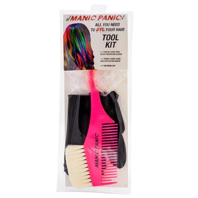 MANIC PANIC Dye Tool Kit - Hair Dye Brush + Comb Applicator, Hair Cap & Latex-Free Gloves - Reusable & Easy to Clean - Accessories for DIY & Salon Coloring (3 Piece Set)