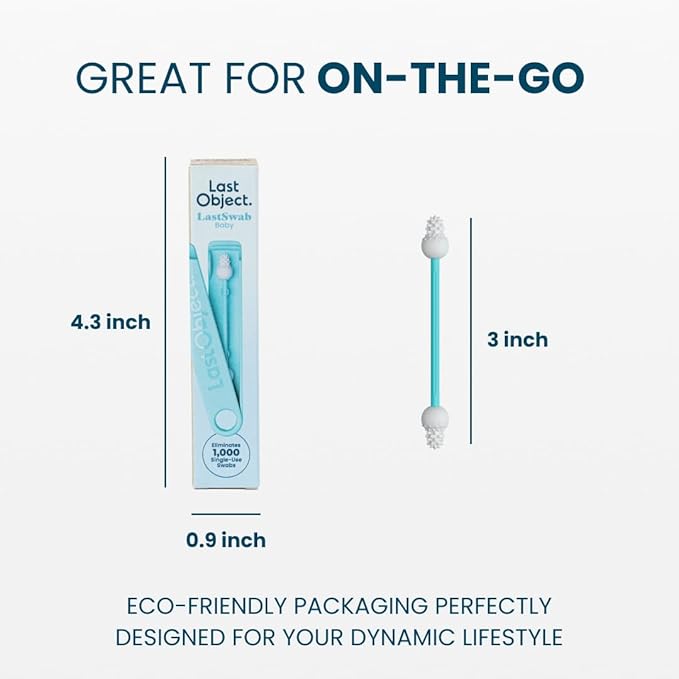 LastSwab® Reusable Cotton Safety Swabs for Baby Ear Cleaning - The Sustainable and Sanitary Alternative to Single-Use Q Tips - Easy to Clean and Zero Waste - Convenient Travel Case Holder