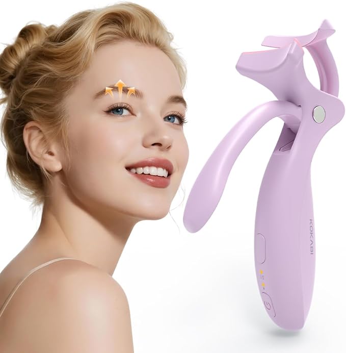 KOKABI Heated Eyelash Curler: Fast 10s Heat up, 24 Hours Long Lasting, Electric Lash Curler with Temperature Control, Safe Anti-Burn Eye Lash Curler, Quick Natural Curling Lashes (Purple)