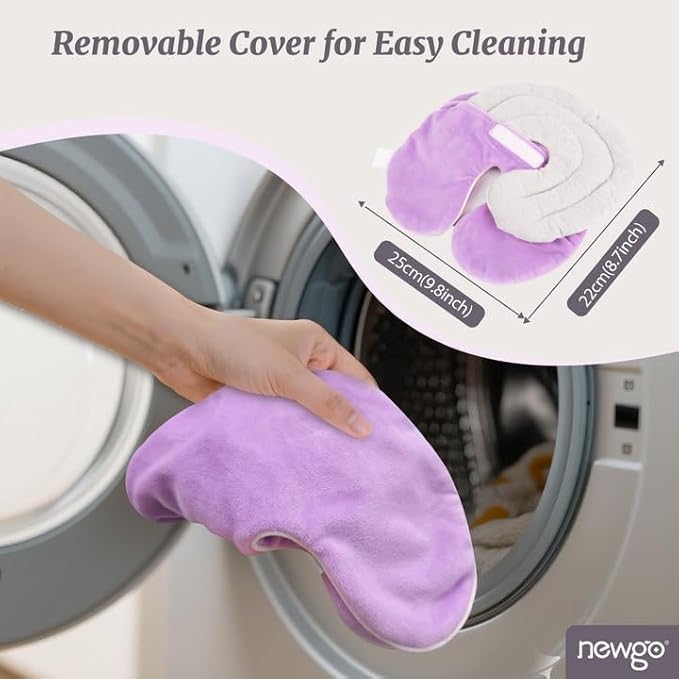 NEWGO Face Heating Pad Sinus Relief Mask, Moist Heat Face Mask Microwavable, Warm Compress for Sinus Pressure Relief, Migraine, Tension Headache Relief - Purple