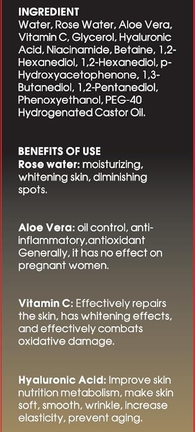 ARABESKS Rose Toner Spray 3.4 oz — Hydrating Face Mist with Hyaluronic Acid, Aloe Vera & Vitamin C, Alcohol-Free, Vegan