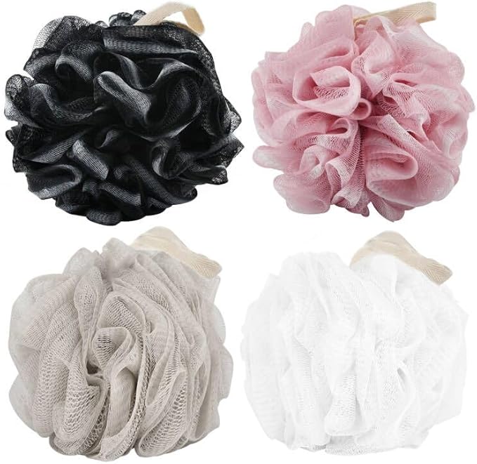 Chuya 4 Pack Bath Loofahs Sponge 70g,Shower Sponges Loofah Body Scrubber Balls for Body Cleaning Soft mesh