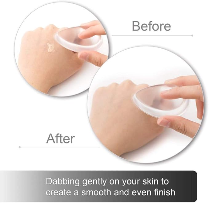Washable Silicone Sponge Jelly Applicator for Cream Gel Foundation - Face Silisponge Cosmetic Beauty Makeup Tools Blender White 4PCS
