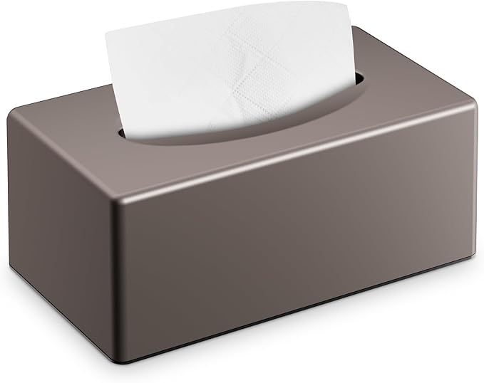 Tissue Box Cover, Rectangular Facial Tissue Holder with Bottom, Decorative Storage Box for Bathroom Vanity, Toilet Tank, Car, Dressers, Night Stand, Rv, Parlors and Offices - Brown