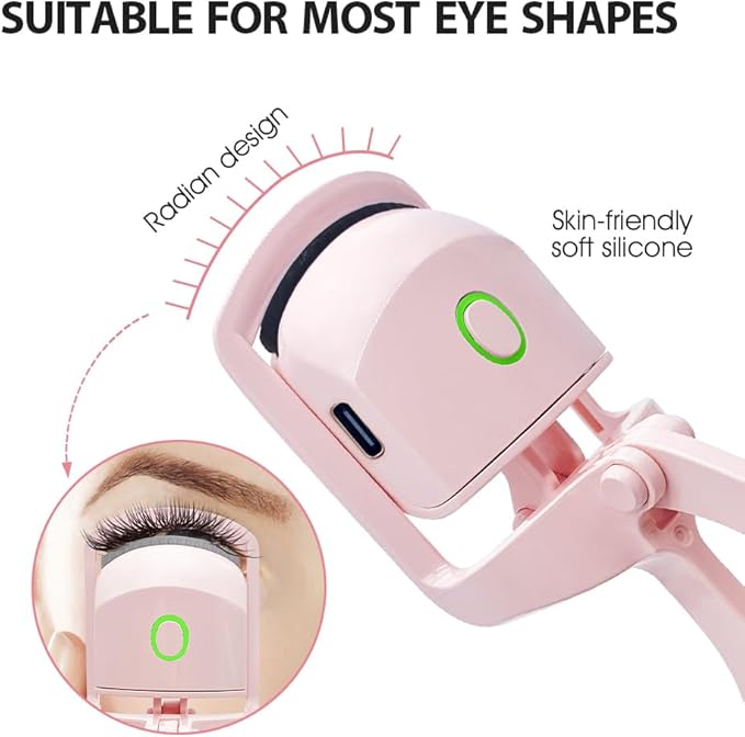 Heated Eyelash Curler with USB,Fast Heat up & 24H Long-Lasting,Rechargeable Electric Lash Curlers,Temperature Control,Safe Anti-Burn Quick Natural Curling Eye Lashes,White