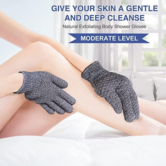 Yiclick Heavy Exfoliating Gloves 4Pcs, Exfoliating Mitts, Body Scrubber for Bath Shower Exfoliation, Body Scrub Exfoliator for Dead Skin Remover, Exfoliate Sponge Loofah Washcloth Men Women