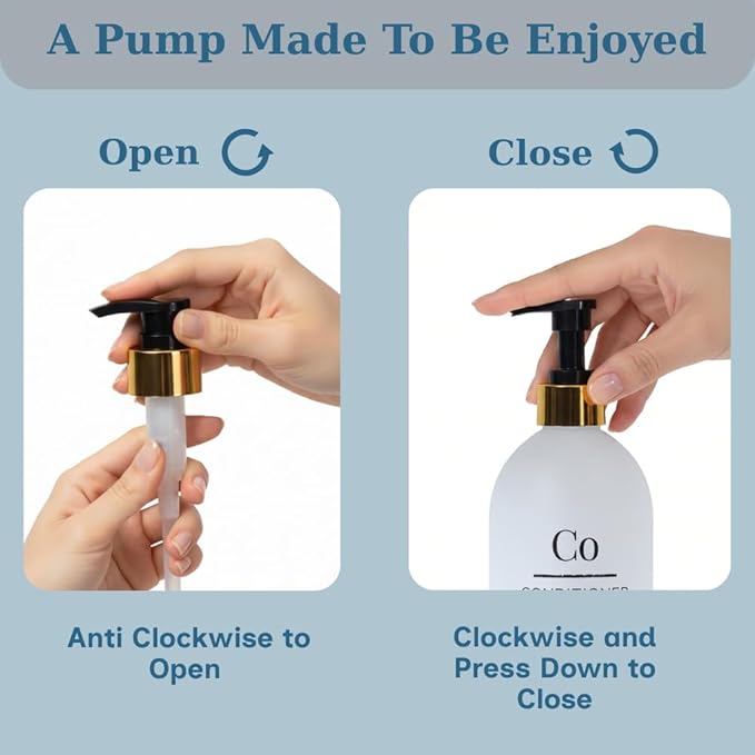Shampoo & Conditioner Shower Dispenser Set, Pearl White - Empty Matte Plastic Bottles, 16.9 oz Pump Containers, Luxury Bathroom Decor, 3 Pack for Spa, Airbnb [White-Gold]