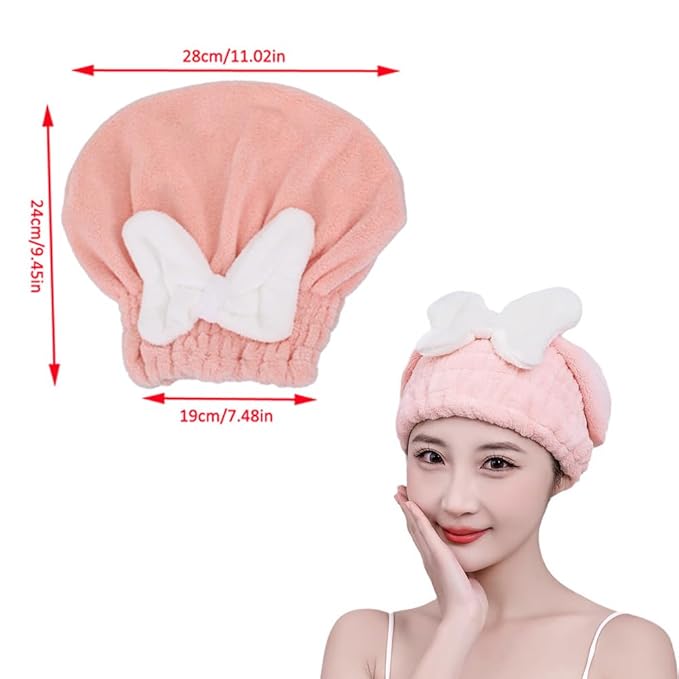 2 Pack Hair Drying Caps Microfiber Hair Towel Wrap Super Absorbent Quick Dry Turban Wet Head Towel Wraps for Bathing Bath Girls Women Swim Beauty Shower All Hairs Types and Lengths