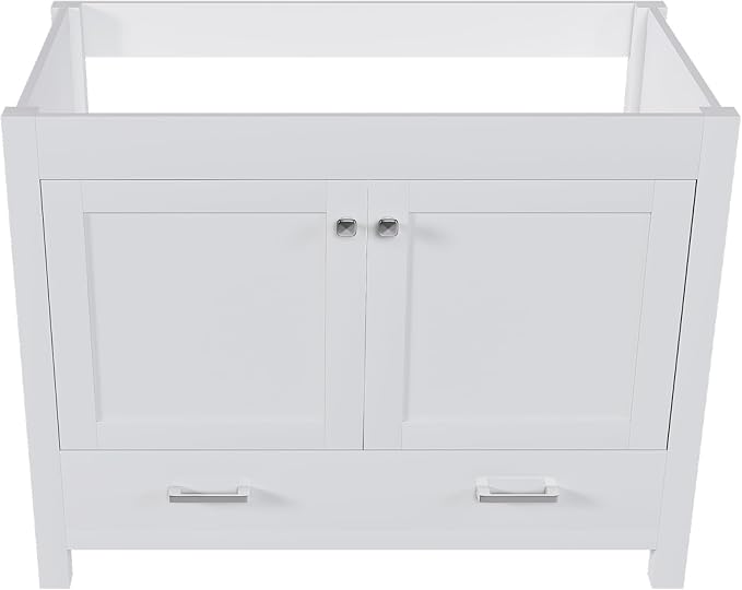 Montary 42" Bathroom Vanity Without Sink, Modern Stylish MDF Bathroom Storage Cabinet, Freestanding Vanity with 2 Doors and One Large Divided Drawer, White (NOT Include Sink)