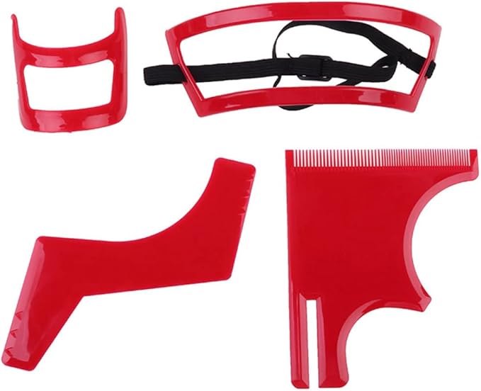 Beard Shaping Tool Kit Neckline Shaving Template Guide Set for Men Hair Styling Red, Beard Trimmer Template Guide, STANDARD