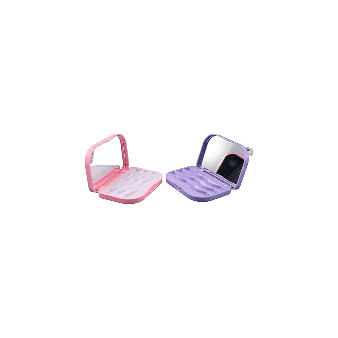 Leadigol 2 PCS False Eyelash Storage Box, 3 Layers False Eyelash Holder Case with Mirror Portable Empty Travel Eye Lash Organizer Box for Women Girls